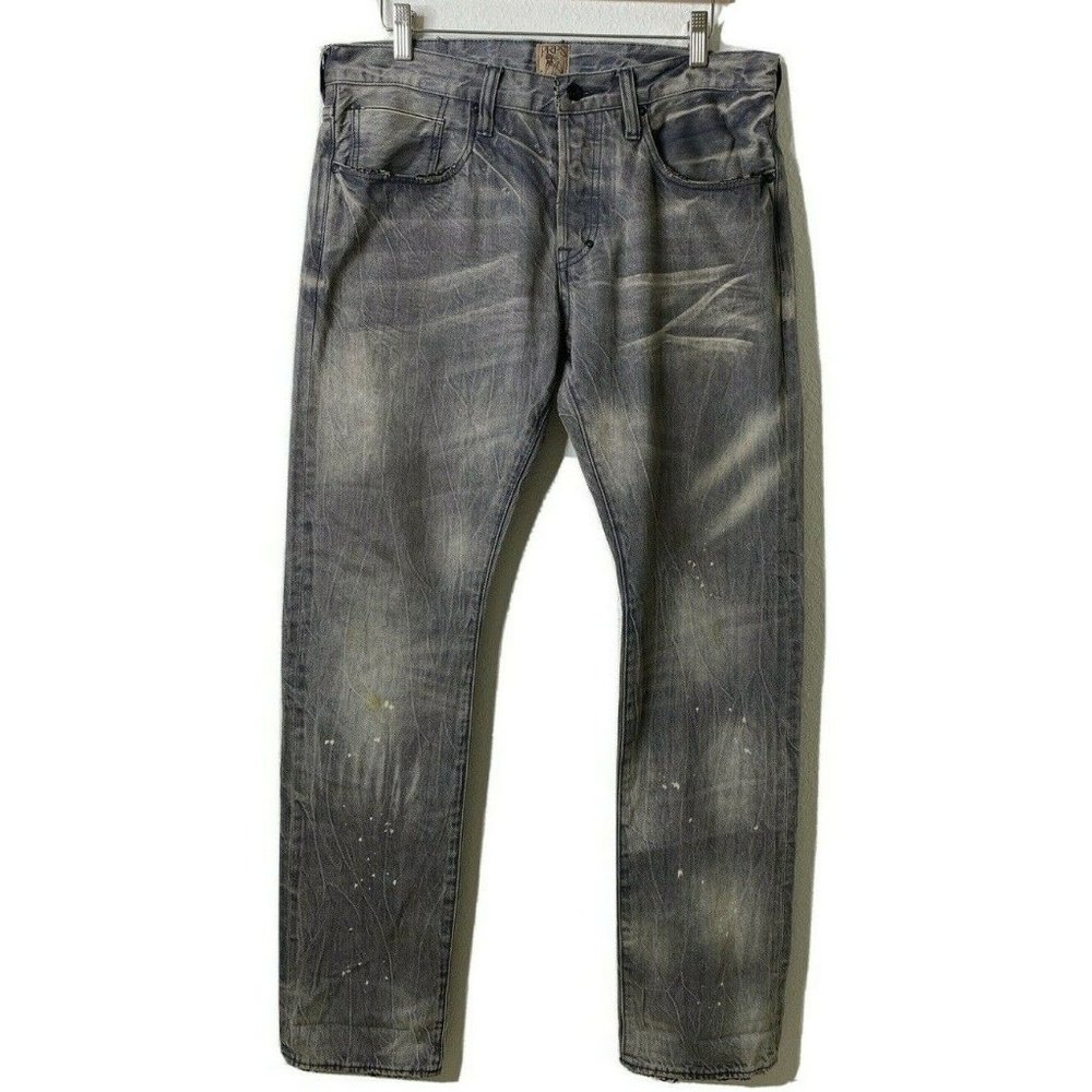 PRPS DEMON JAPAN 34x32 Distressed GREY Wash Jeans SAMPLE